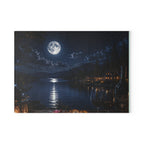 Moonlit Lakeside Glass Cutting Board — Scenic Nighttime Kitchen Board