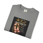 Christian Faith T-Shirt — "She Is Built Different" Floral Cross Tee