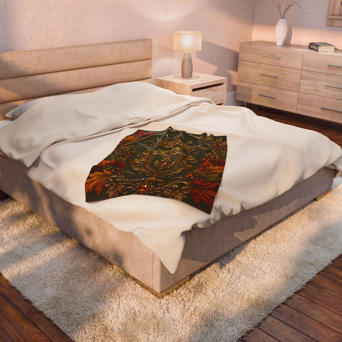 Regal Autumn Crest Velveteen Plush Blanket