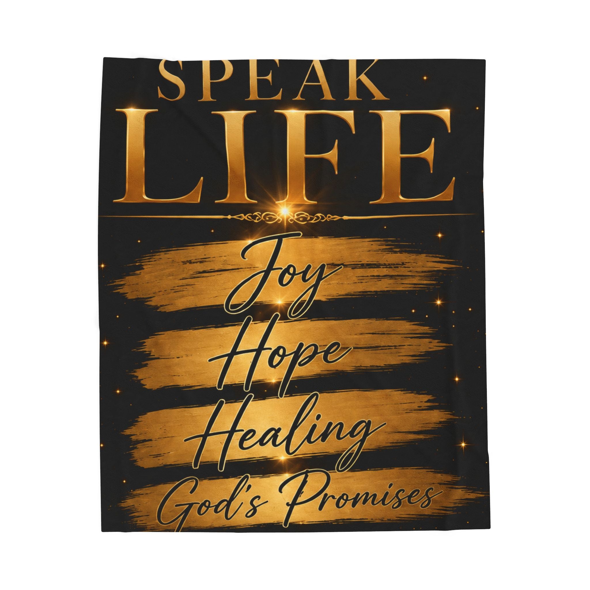 Velveteen Plush Blanket — "Speak Life: Joy Hope Healing, God's Promises" Inspirational Throw