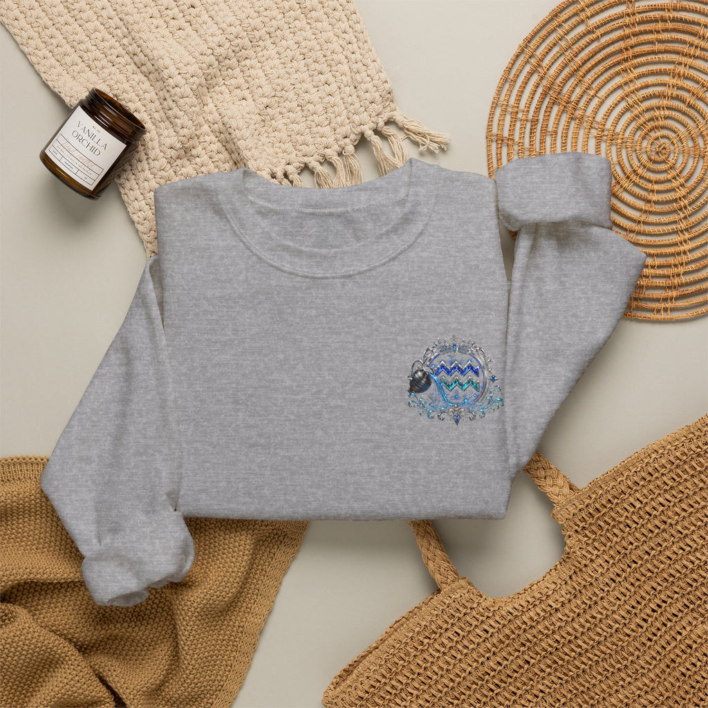 Aquarius Crewneck Sweatshirt — Zodiac Water-Bearer Astrology Pullover