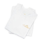 White Crown Logo Tee — Small Gold Crown Chest & Sleeve Graphic