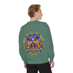 Gemini Zodiac Sweatshirt — Royal Blue & Gold Twin Symbol Crewneck