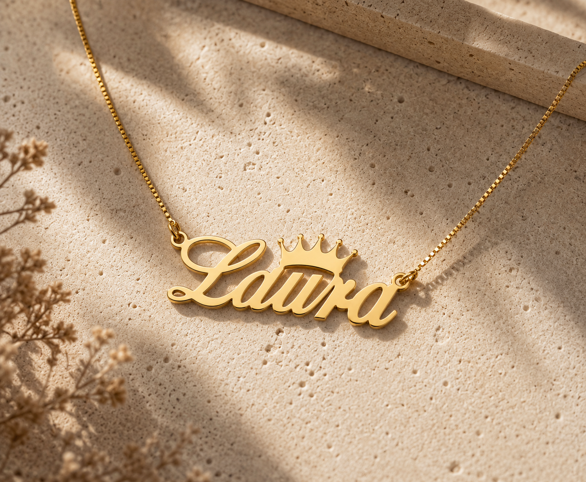 Name Necklace With Crown
