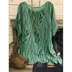 Women Plus Size 1XL-8XL Casual Loose Top Shirts Leaves Print Blouse T-shirt Ladies Fashion Vintage Blouse Half Sleeves T-shirt