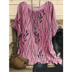 Women Plus Size 1XL-8XL Casual Loose Top Shirts Leaves Print Blouse T-shirt Ladies Fashion Vintage Blouse Half Sleeves T-shirt
