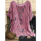 Women Plus Size 1XL-8XL Casual Loose Top Shirts Leaves Print Blouse T-shirt Ladies Fashion Vintage Blouse Half Sleeves T-shirt