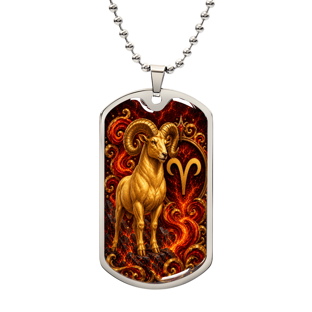 Aries Zodiac Luxury Dog Tag