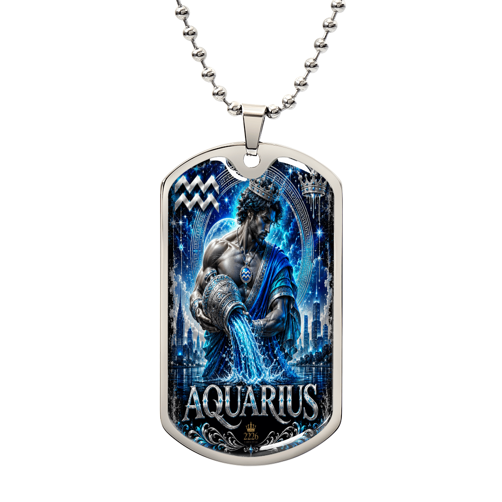 Aquarius Zodiac Sign Luxury Dog Tag