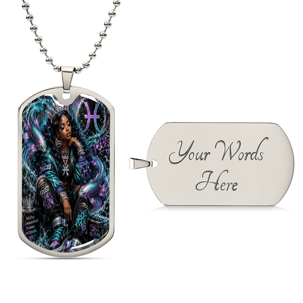 Hip-Hop Queen Pisces Zodiac Sign Luxury Dog Tag