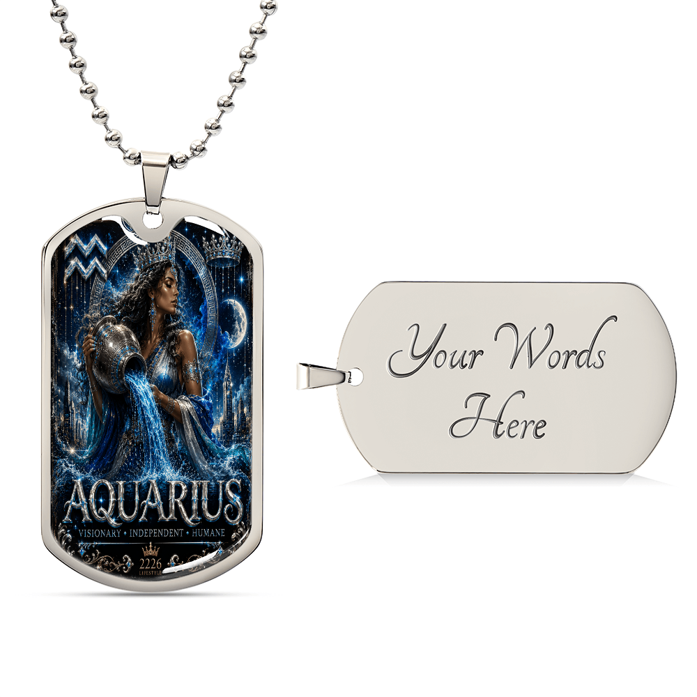 Aquarius Zodiac Sign Luxury Dog Tag