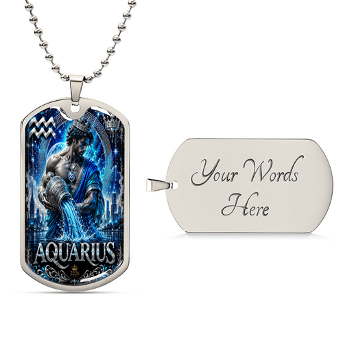 Aquarius Zodiac Sign Luxury Dog Tag