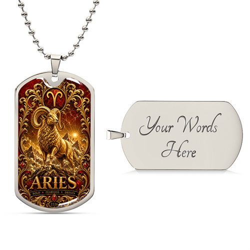 Aries Zodiac Luxury Dog Tag