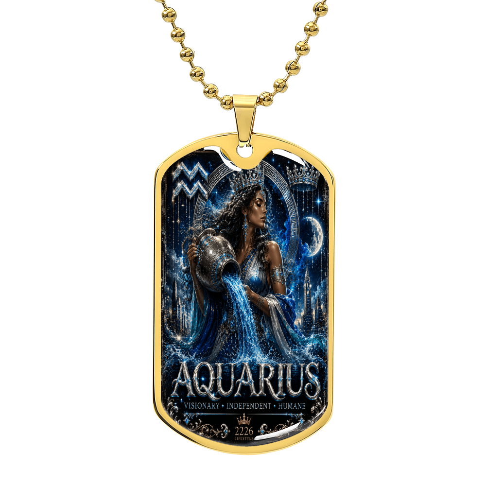 Aquarius Zodiac Sign Luxury Dog Tag