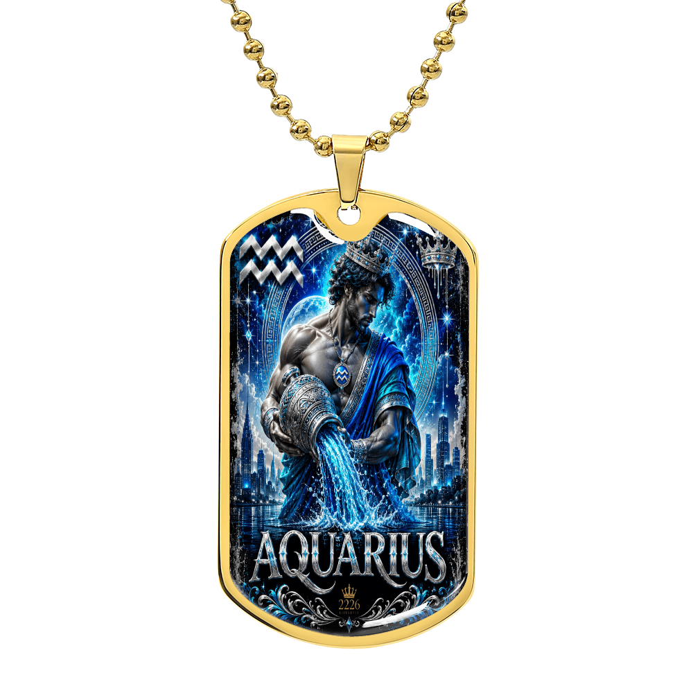 Aquarius Zodiac Sign Luxury Dog Tag