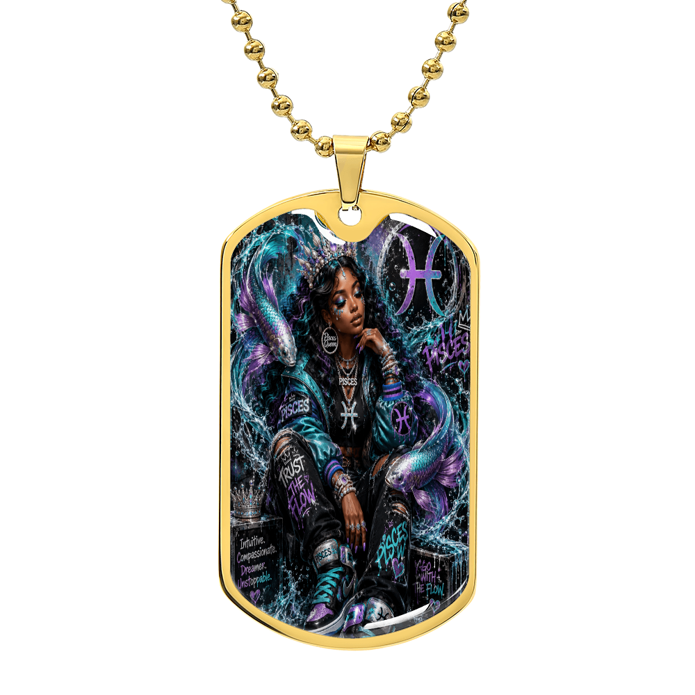 Hip-Hop Queen Pisces Zodiac Sign Luxury Dog Tag
