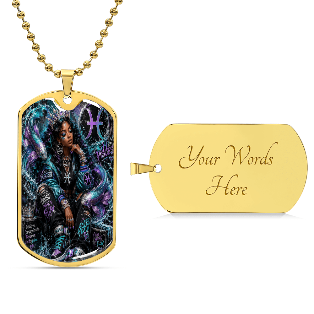 Hip-Hop Queen Pisces Zodiac Sign Luxury Dog Tag