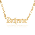 Beleco 14k Gold Plated or Sterling Silver 925 Custom Name Necklace - Personalized Name Plate Necklace for Men & Women with Elegant Figaro Chain, 15 Font Style | Customized & Personalized Necklaces