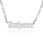 Beleco 14k Gold Plated or Sterling Silver 925 Custom Name Necklace - Personalized Name Plate Necklace for Men & Women with Elegant Figaro Chain, 15 Font Style | Customized & Personalized Necklaces