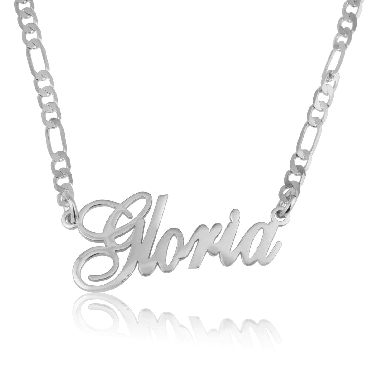 Beleco 14k Gold Plated or Sterling Silver 925 Custom Name Necklace - Personalized Name Plate Necklace for Men & Women with Elegant Figaro Chain, 15 Font Style | Customized & Personalized Necklaces