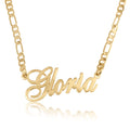 Beleco 14k Gold Plated or Sterling Silver 925 Custom Name Necklace - Personalized Name Plate Necklace for Men & Women with Elegant Figaro Chain, 15 Font Style | Customized & Personalized Necklaces