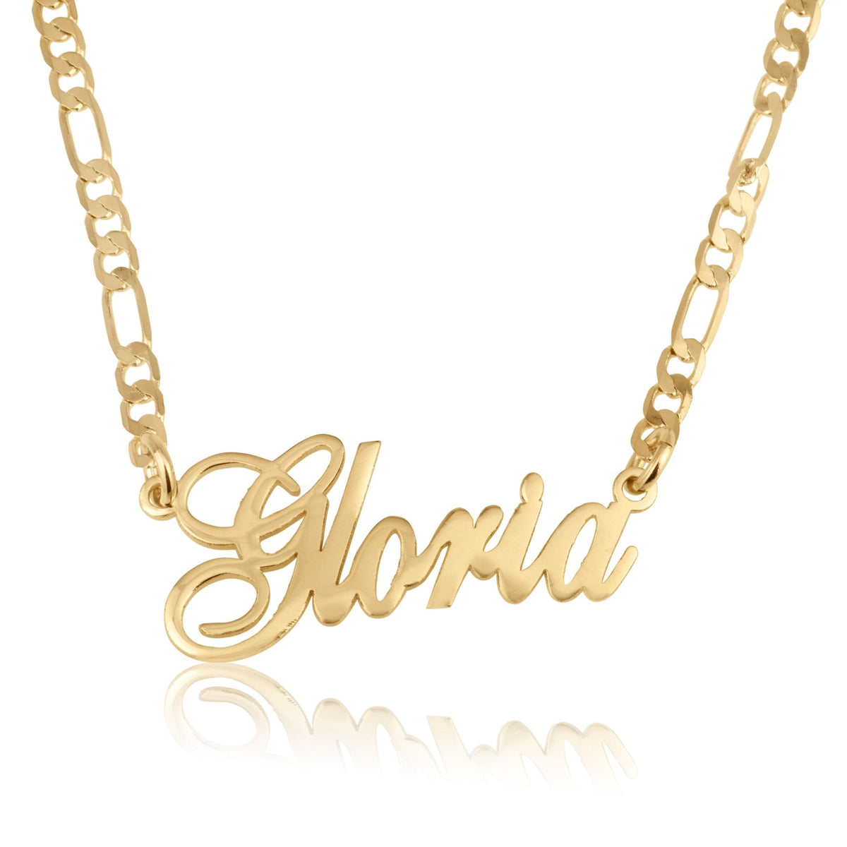 Beleco 14k Gold Plated or Sterling Silver 925 Custom Name Necklace - Personalized Name Plate Necklace for Men & Women with Elegant Figaro Chain, 15 Font Style | Customized & Personalized Necklaces