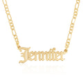 Customized Old English Name Necklace With Figaro Chain