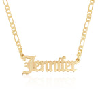 Customized Old English Name Necklace With Figaro Chain