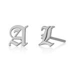 Old English Initial Stud Earrings