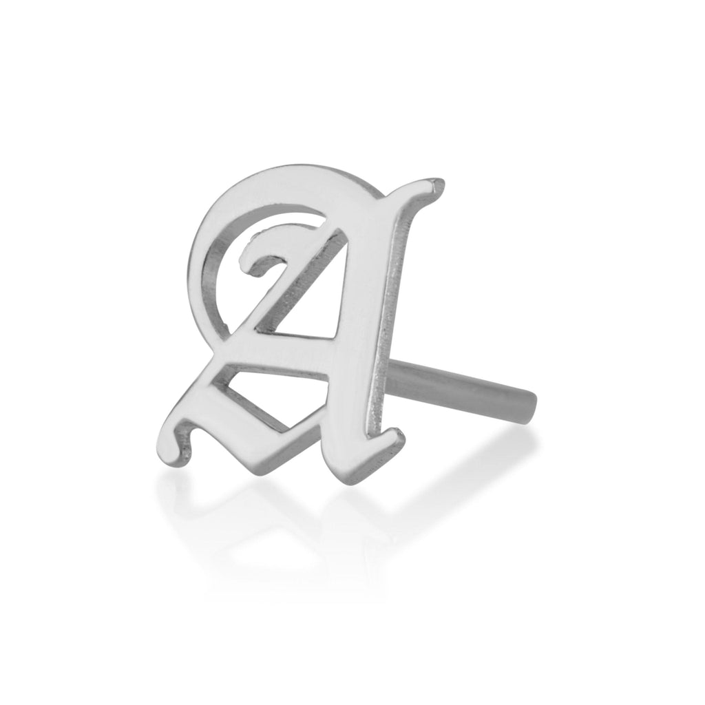 Old English Initial Stud Earrings