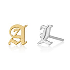 Old English Initial Stud Earrings