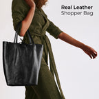 Italian Metallic Full-Grain Leather Tote Bag | Vinci