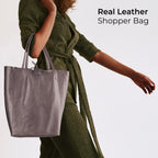 Italian Metallic Full-Grain Leather Tote Bag | Vinci
